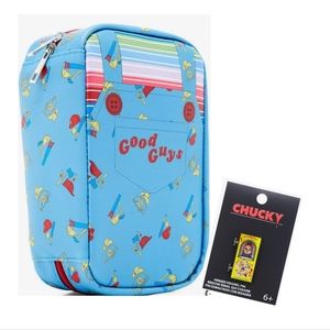 Chucky Doll Good Guys Bundle: Chucky Makeup Bag and Chucky Enamel Pin